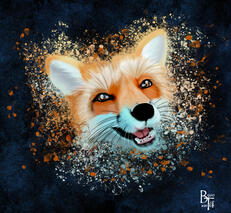 Fox Digital Animal Portrait
